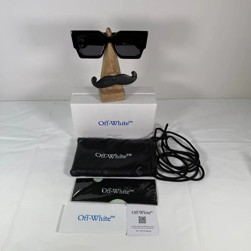 Off-White Cady Sunglasses OERI003 1007 Black Gold Ivy Arrow Square Made in Italy